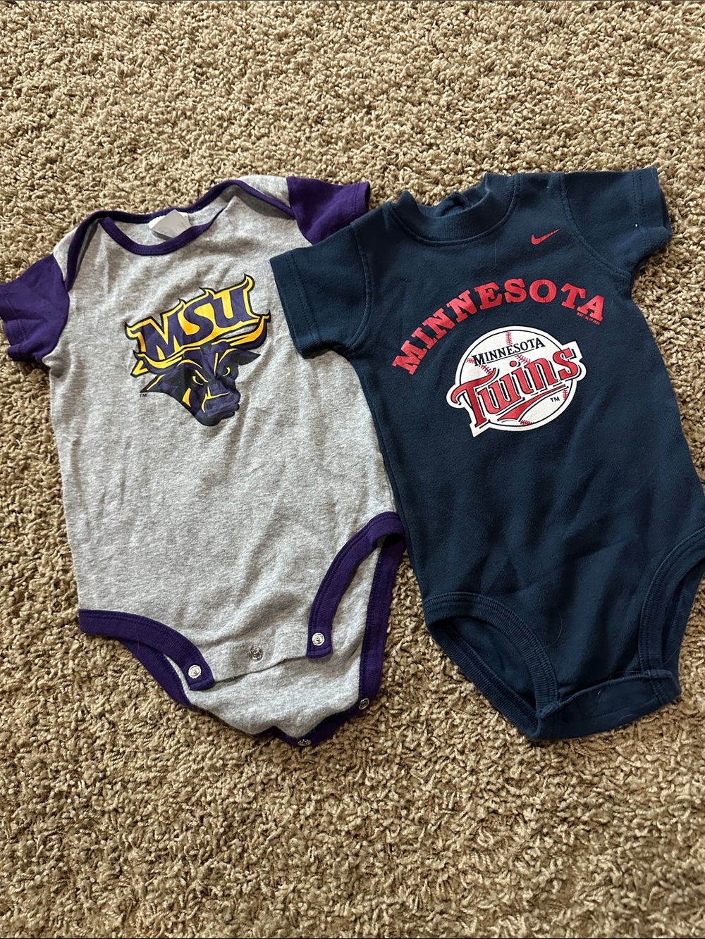 Minnesota Twins Navy Baby One-Piece Bodysuit and MSU
